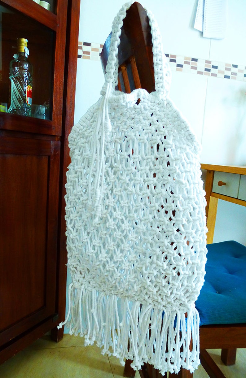 DIY Macrame Bag Pattern for market bag Instant download PDF boho style bag net shopping bag image 5