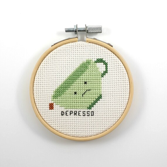 Depresso Cross Stitch Pattern Coffee Cross Stitch Coffee Pdf Etsy