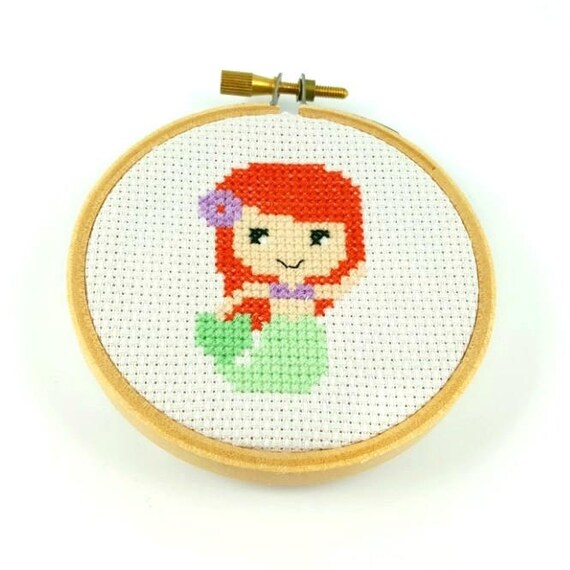 Mermaid Cross Stitch Pattern Cute Mermaid Pattern Mermaid Etsy