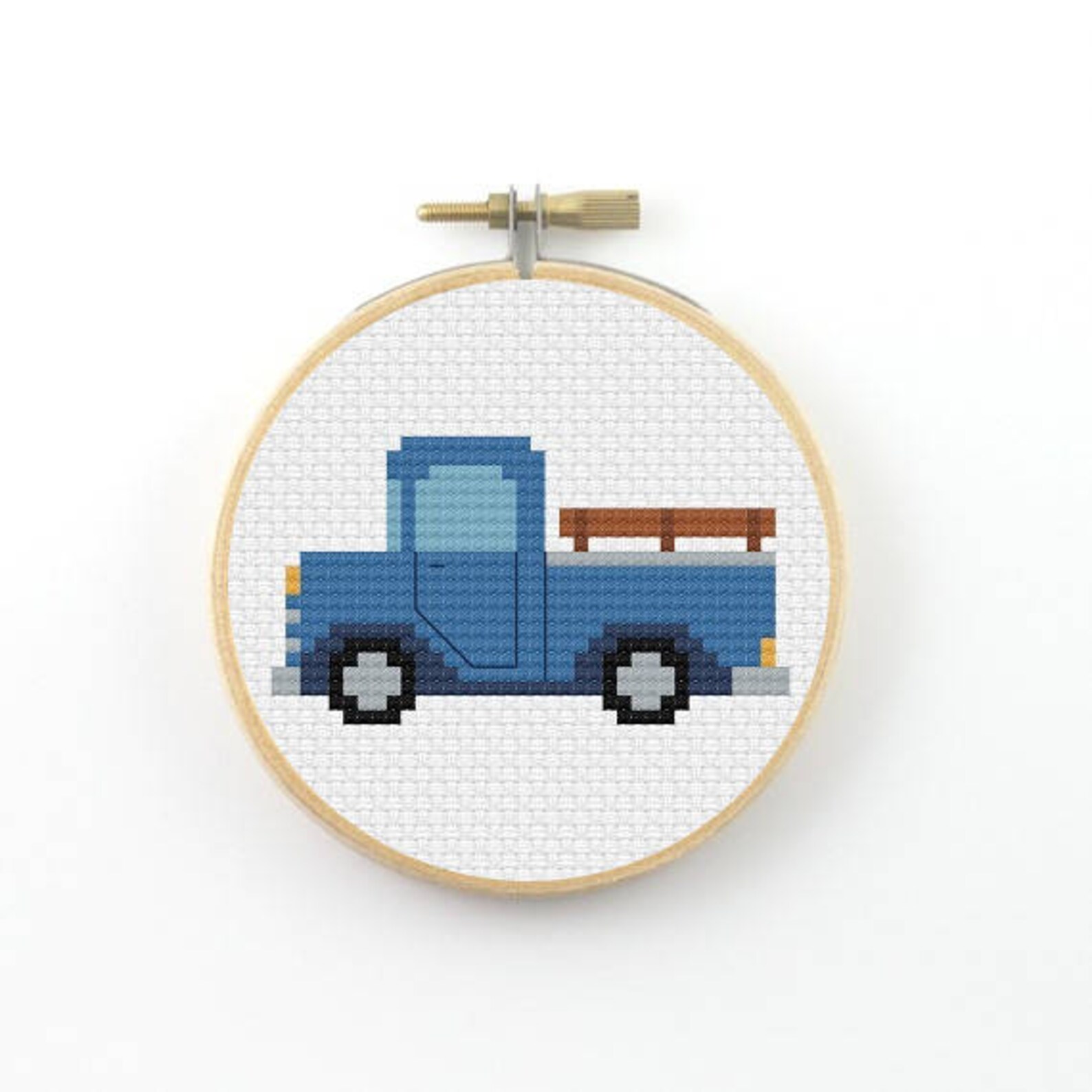 Blue pick up truck cross stitch pattern truck pdf pattern Etsy