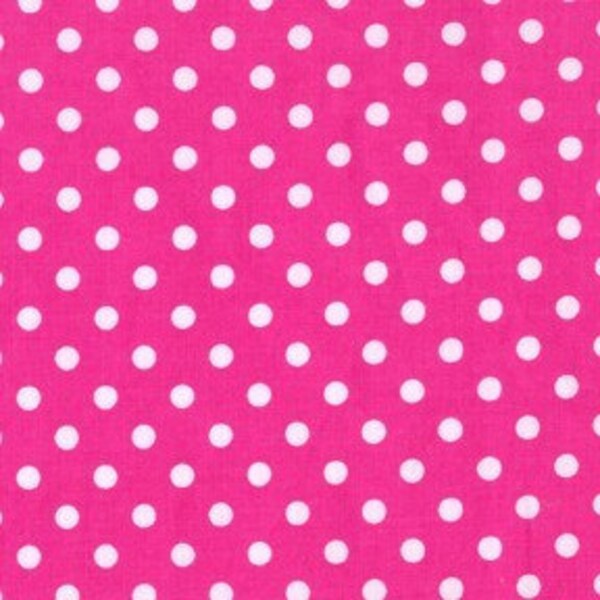SALE Fuschia Dumb Dot White on Pink FLANNEL Michael Miller Fabric 1 Yard