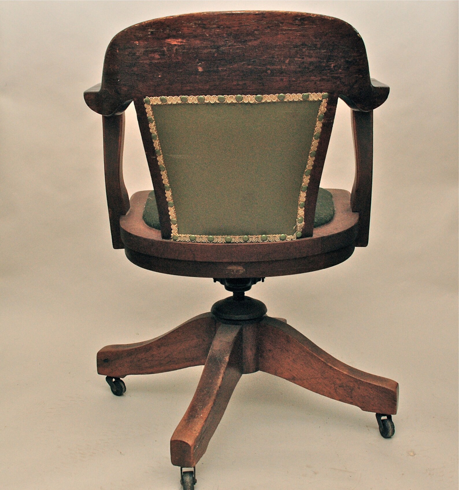 Vintage Antique Wooden Swivel Bankers or Library Chair Etsy