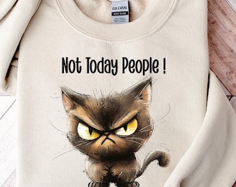 Not Today People Cat Tee, Funny Cat tee, Cute Cat Sweatshirt, Grumpy Shirt, Womens Funny Sweatshirt, Gift for Cats Lover, Cat Mom Sweatshirt