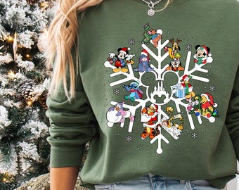 Mickey and Friends Christmas, Disney Snowflake Christmas Sweatshirt, Disney Trip Shirt, Magic Kingdom Holiday Shirt, Mickey Snowflake Shirt