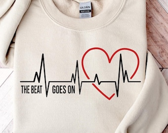 The Beat Goes On T-Shirt, Bypass Surgery Tee, Open Heart Surgery Tee, Cardiology Heartbeat Shirt, Awareness Sweat, Heart Attack Survivor Tee