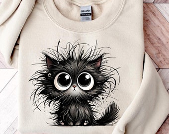 Cute Cat shirt ,Cat Sweatshirt,Black Cat Shirt, Cat Mom Shirt, Cat Tee, Cat Lover Shirt, Animal Lover Tee, Cat Lovers Tee, Gift for Mom