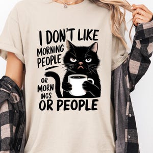 I Dont like morning people shirt, Grumpy Cat tee, Cute Cat Sweatshirt, Womens Funny Sweatshirt, Gift for Cats Lover, Cat Mom Sweatshirt