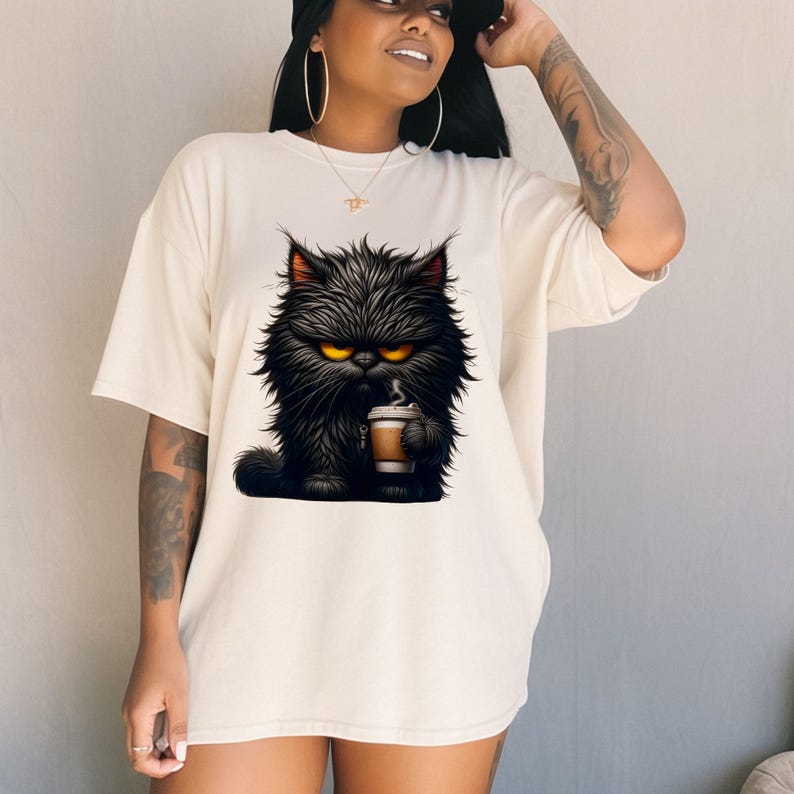 Grumpy Cat tee, Cute Cat Sweatshirt, Black Cat Shirt, Cat Sweatshirt, Womens Funny Sweatshirt, Gift for Cats Lover, Cat Mom Sweatshirt