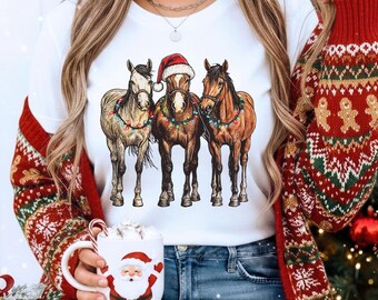 Horse Christmas Sweatshirt, Western Christmas Horse Shirt, Womens Christmas Sweater, Funny Christmas Shirt, Horse Lover Gift,Holiday Sweater