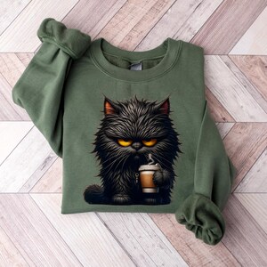 Grumpy Cat tee, Cute Cat Sweatshirt, Black Cat Shirt, Cat Sweatshirt, Womens Funny Sweatshirt, Gift for Cats Lover, Cat Mom Sweatshirt