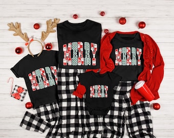 Retro Santa Merry Shirt, Family Merry Christmas Sweatshirt, Merry And Bright T shirt, Family Xmas Party Shirt, Santa Claus Tees