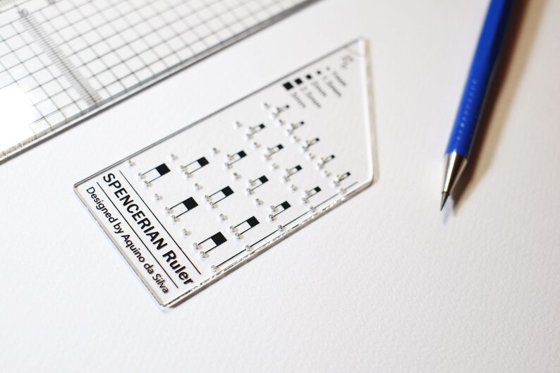 A close up of the Spencarian calligraphy ruler