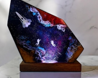 Handgemachte Diorama Weltraum Lampe: Galaxy Astronaut Rakete Nachtlicht