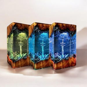 Handgefertigte Frostmourne Sword Lampe, Lich King WotLK Decor, Resin Holz Nachtlicht, Gamer Geschenk, Weihnachtsgeschenk für Ihn, Einzigartiges Geburtstagsgeschenk