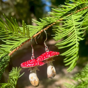 Handmade Polymer Clay Mushroom Earrings