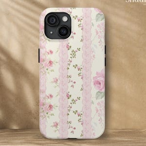 Blushing Floral Phone Case, Pink Floral with Lace Phone Cover , Pink Flower Phone Case, Cute Phone Case for iPhone , Samsung, Google Pixel