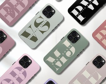 Grande coque de téléphone personnalisée avec initiales, Coque de téléphone monogramme personnalisée, Coque de téléphone personnalisée avec initiales,Coque de téléphone avec lettre personnalisée,Coque de téléphone avec nom personnalisé