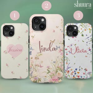 Personalized Floral Phone Case,  Custom Floral Phone Case with Name, Wildflower iPhone Case with Custom Name, Custom Flower Phone Case