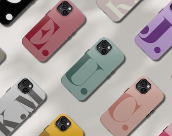 Grande coque de téléphone personnalisée avec initiales, Coque de téléphone monogramme personnalisée, Coque de téléphone personnalisée avec initiales, Coque de téléphone avec lettre personnalisée, Coque de téléphone avec nom personnalisé