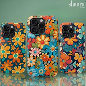 Retro Floral Phone Case, 70s Hippie Floral Phone Case, Colorful Retro Flower Phone Case, Retro Groovy Floral Phone Case, Boho Phone Cover