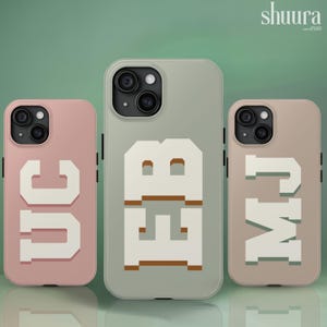 Personalised Initial Phone Case For iPhone 16 15 14 13 12 11 Pro, Custom Initial iPhone Case, Custom Monogram Phone Cover, Retro Phone Case