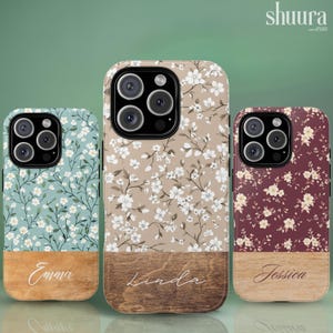 Personalized Floral Phone Case , Custom Name Flower iPhone Case, Vintage Floral Name Case, Customizable Name Phone Case Gift for Mom, Sister