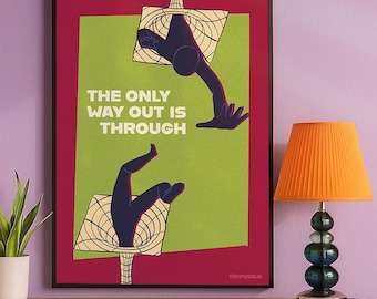 The Only Way Out Is Through Print - Therapy Wall Art, Mental Health Poster, Surreal Minimalist Art, Tempesque Art Original Design