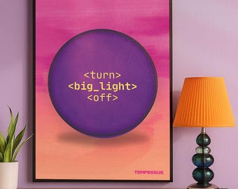 Poster „Licht aus“ – Lustiges minimalistisches Wandbild für Schlaf- oder Wohnzimmer