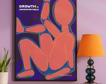 Growth Poster – Abstract Emotional Art Print, Modern Figurative Illustration, Self-Love Wall Art, Tempesque Design