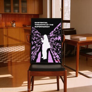 Konstig väggkonstposter, sarkastisk terapikonst för övertänkare, konceptuellt uttalandetryck, existentiella tankar i snabbköpet, tempesk bild 11