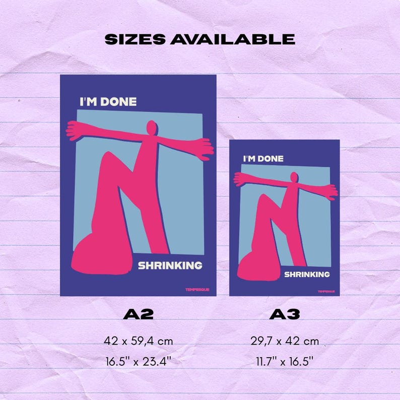 I'm Done Shrinking Poster - Self Worth and Personal Growth Wall Art, Tempesque Art image 10