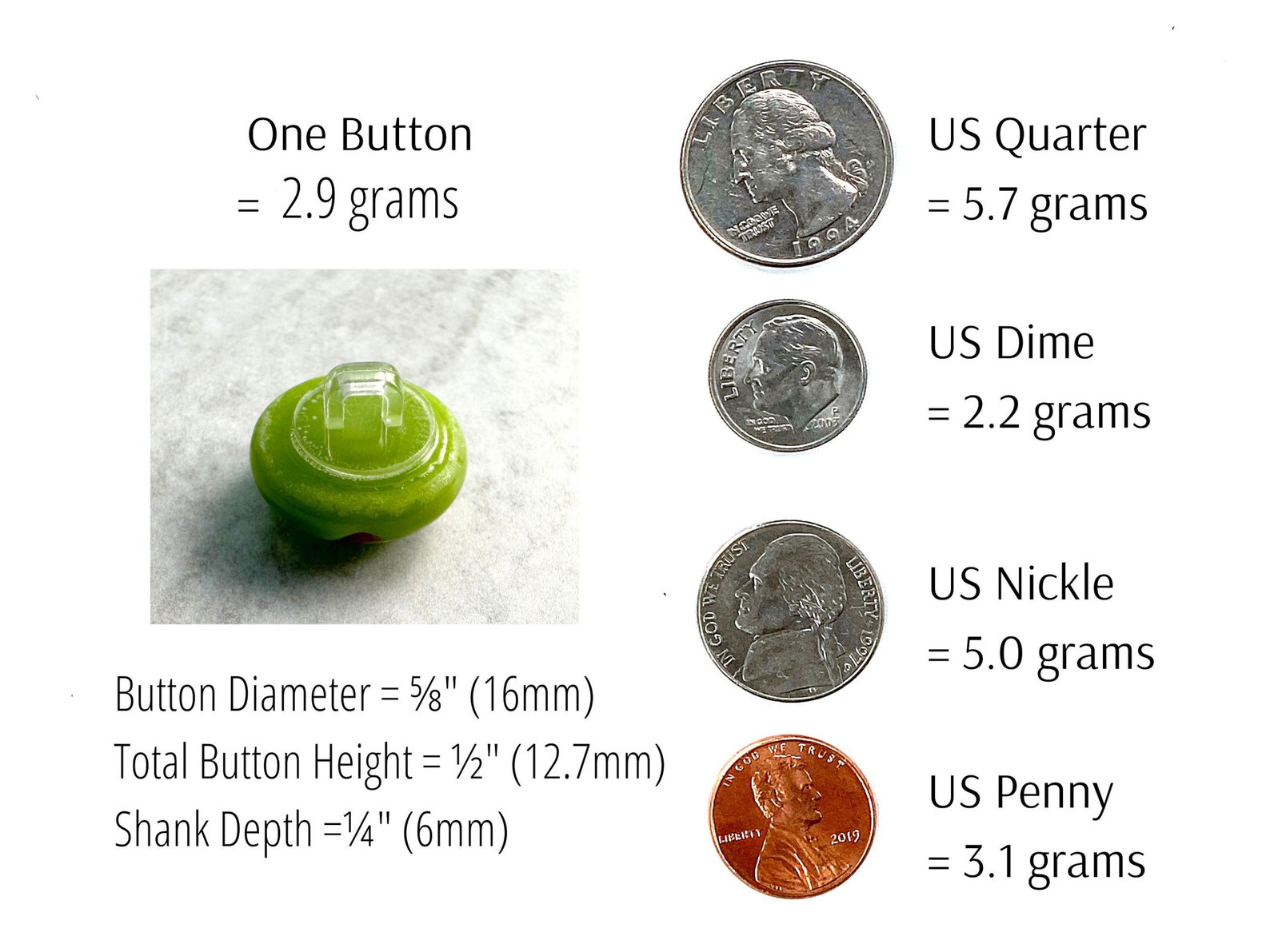 Chartreuse Fused Glass Buttons, Round With Shank, Five-eigths Inch ...