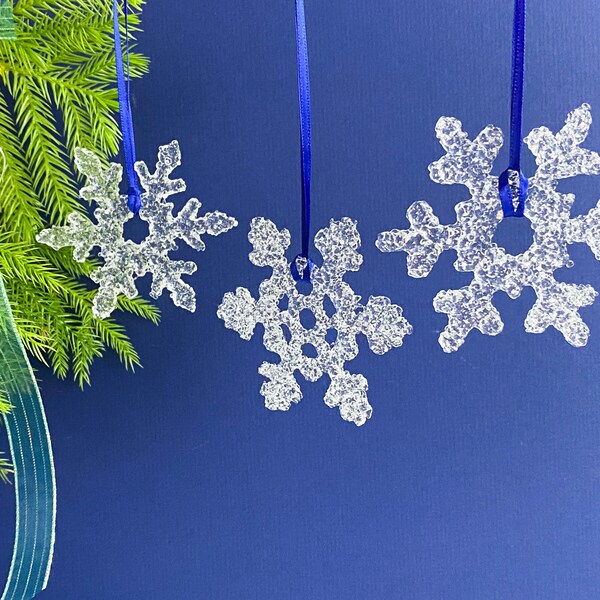 Glass Snowflakes Ornaments Etsy