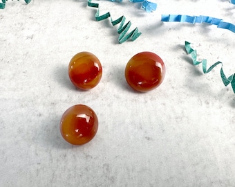 Orange Fused Glass Buttons, Round with Shank, five-eigths inch (15mm) diameter, orange melange, Carnelian