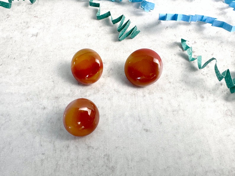 Orange Fused Glass Buttons, Round with Shank, five-eigths inch 15mm diameter, orange melange, Carnelian image 1