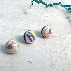 Many Colors Fused Glass Buttons, Round with Shank, one-half inch 12mm diameter, blue, peach yellow, green image 3