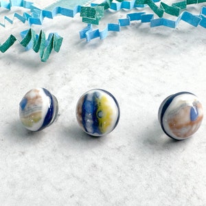 Many Colors Fused Glass Buttons, Round with Shank, one-half inch 12mm diameter, blue, peach yellow, green image 1