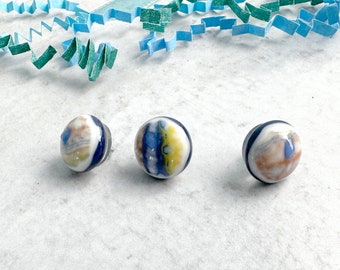 Many Colors Fused Glass Buttons, Round with Shank, one-half inch (12mm) diameter, blue, peach yellow, green