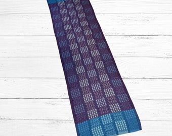 Handwoven Table Runner, Teal & Plum, 14" x 50", kitchen gift, new home gift, cottagecore