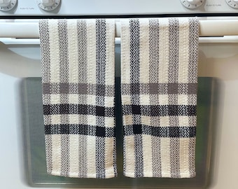 Handwoven dish towels, Set of 2, 100% cotton, browns, tan and white