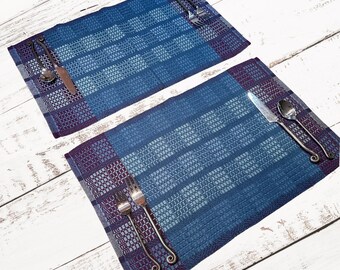 Handwoven Placemats, Teal & Plum, Set of 2, kitchen gift for the cook