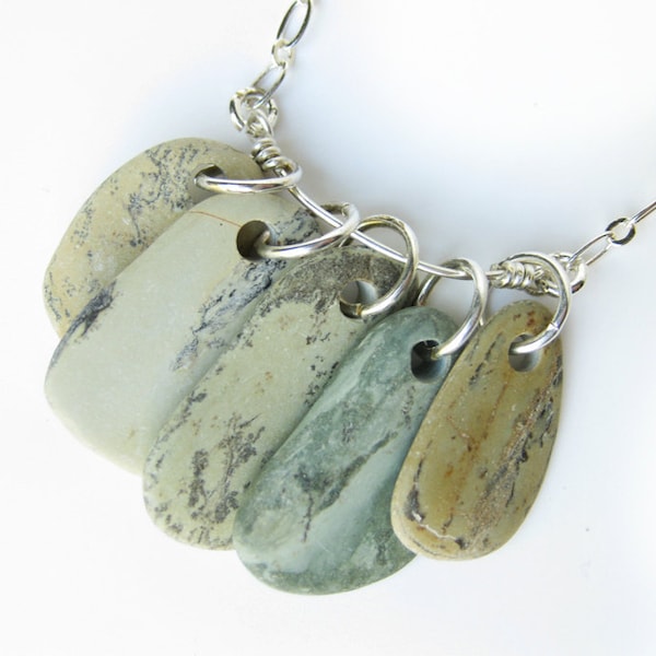 Jewelry sale. River rock necklace. Natural stone necklace. Spider Webs.