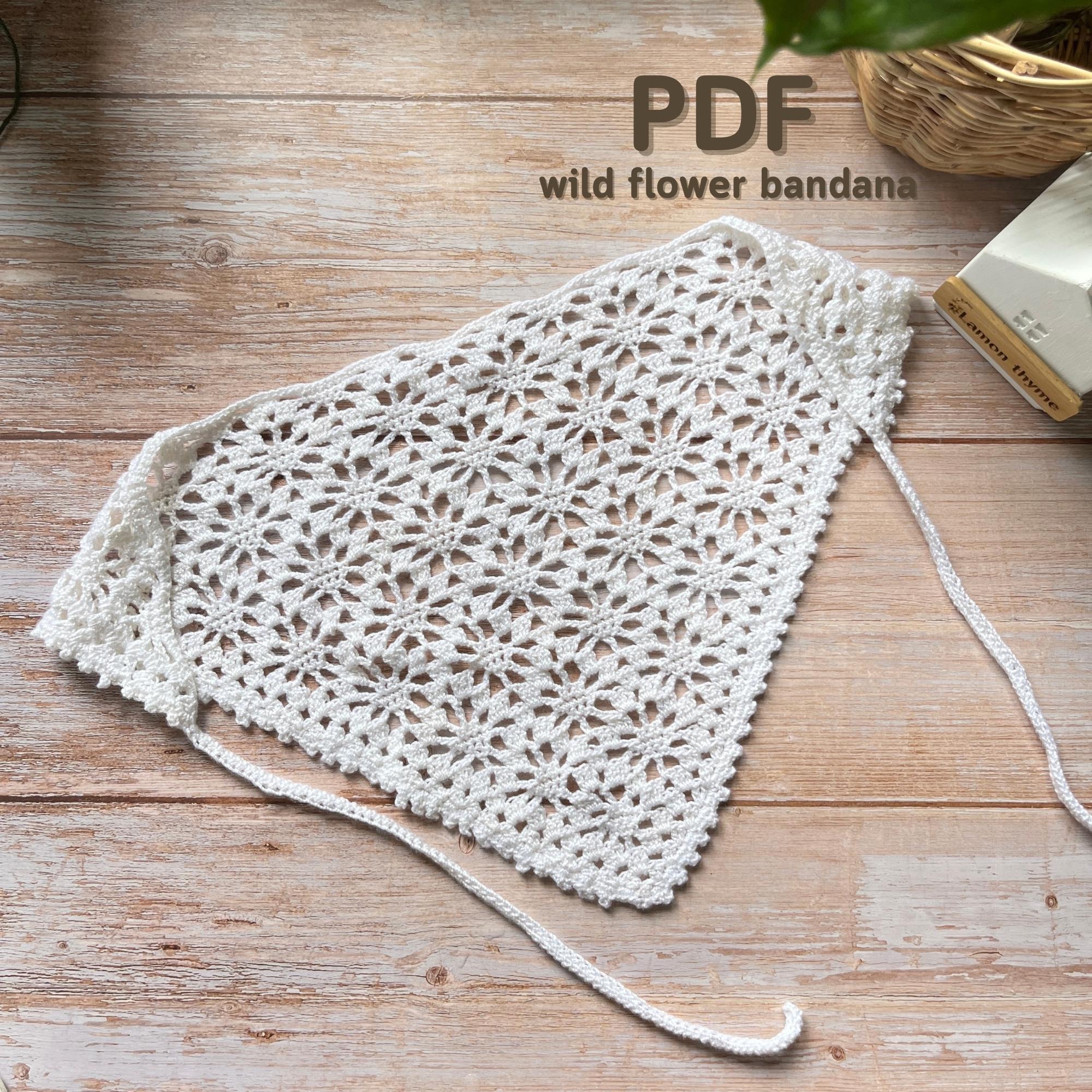 Crochet Wildflower Bandana Pattern: Vintage Floral Headscarf (PDF Pattern)