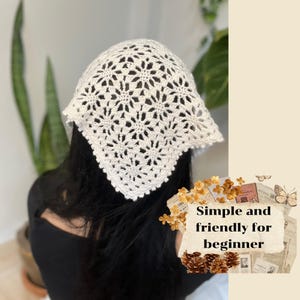 Crochet Wildflower Bandana Pattern: Vintage Floral Headscarf (PDF Pattern) image 5