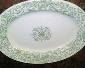 Eugenia Hanley JG Meakin England Hotel Platter- Green Transferware