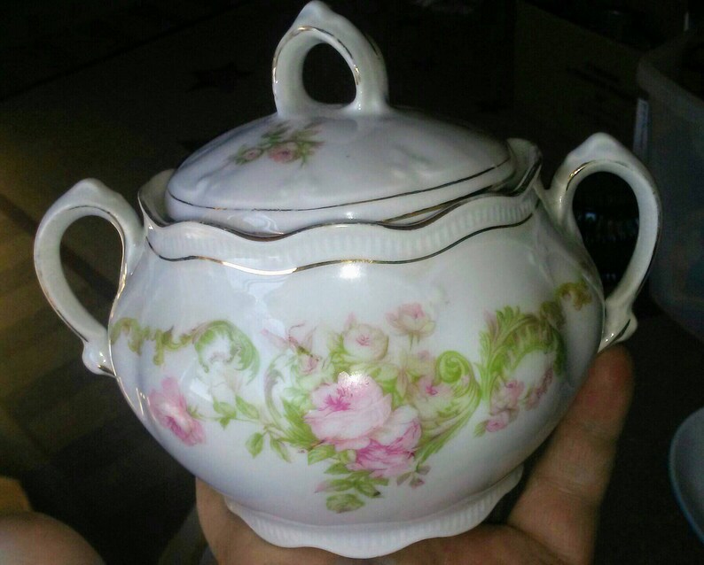 Vintage Roses Sugar Bowl with Lid