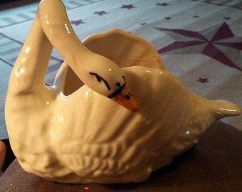 Sale-Vintage Small Swan Planter- Japan