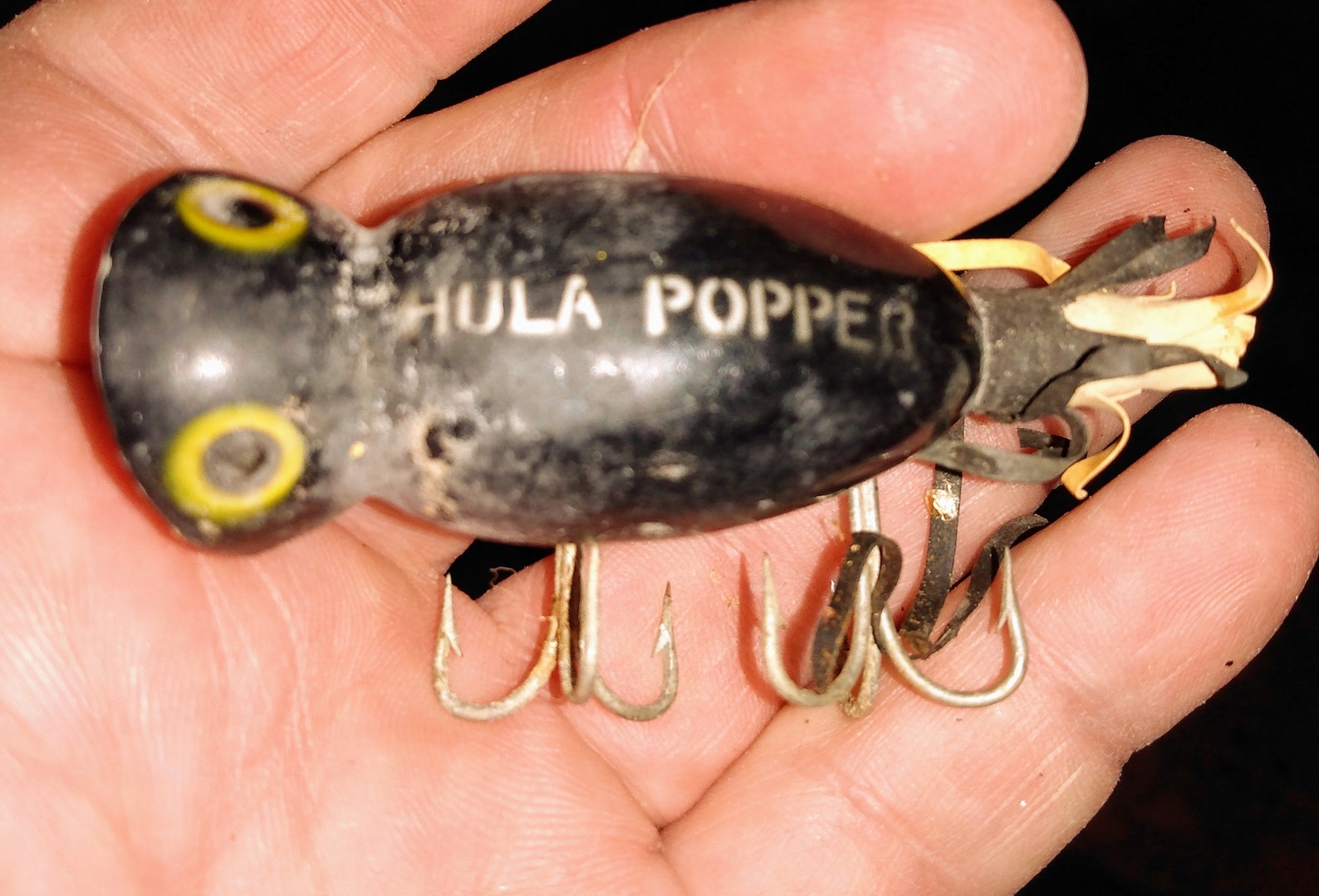 Vintage Black Hula Popper Fishing Lure Etsy