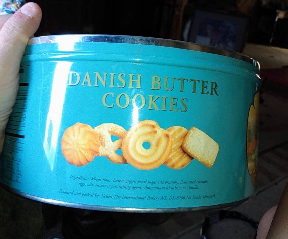 Big Vintage Danish Butter Cookie Tin With Girl & Ducks Etsy
