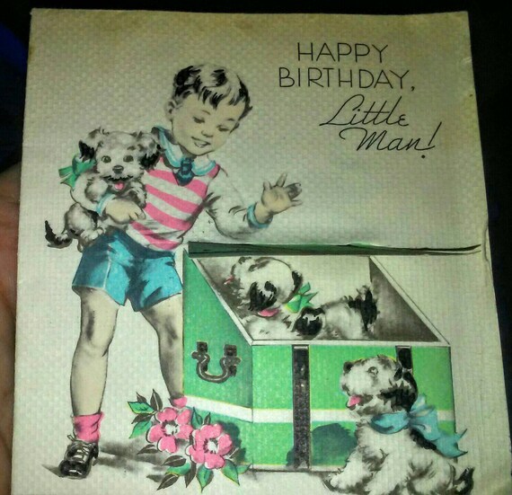 1938 Happy Birthday Boys Card Puppies Etsy